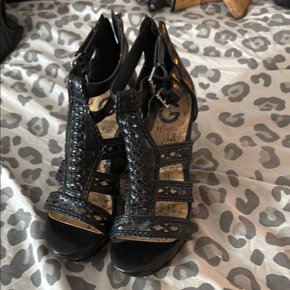 Guess Black Woven Women's Sandals